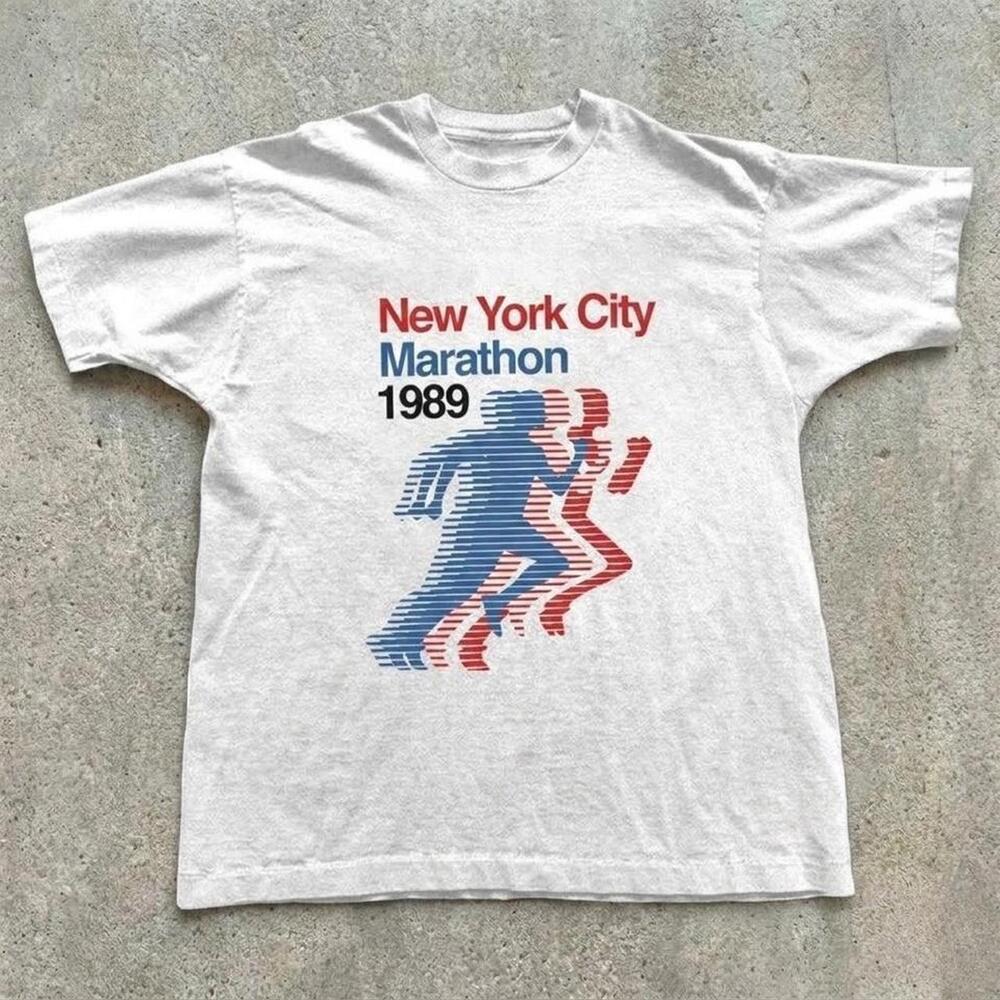 1989  York City Marathon White Cotton T-Shirt